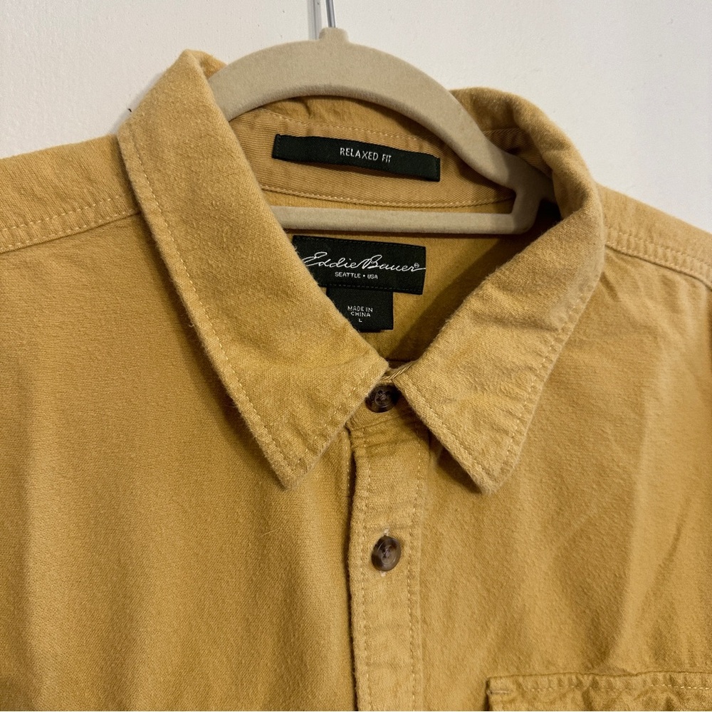 Eddie Bauer Relaxed Fit Chamois Shirt, Yellow, Size L